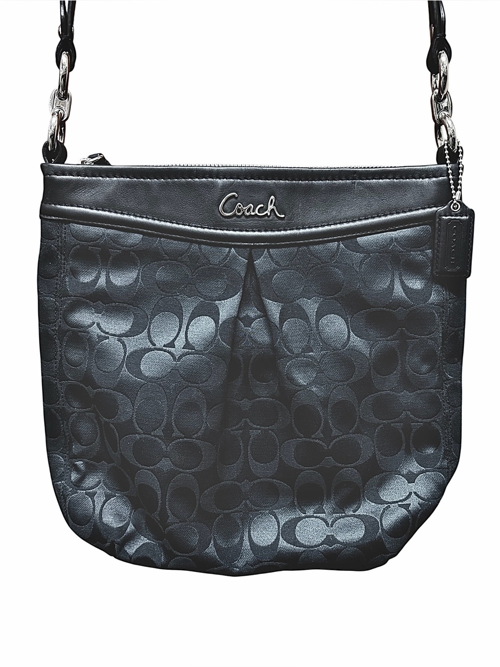 COACH Ashley Signature C Black Shoulder Crossbody Bag F20111 Excellent Condition